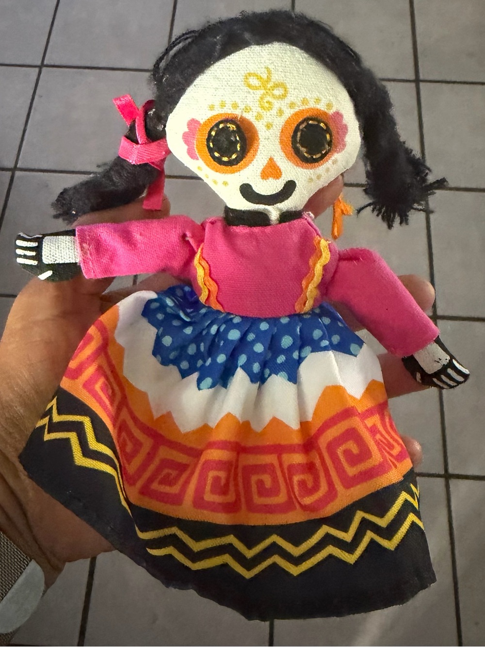 Target Day of the Dead Fabric Kids Doll - Pink Top, Blue & Orange Skirt